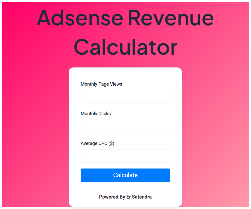 Adsense Revenue Calculator