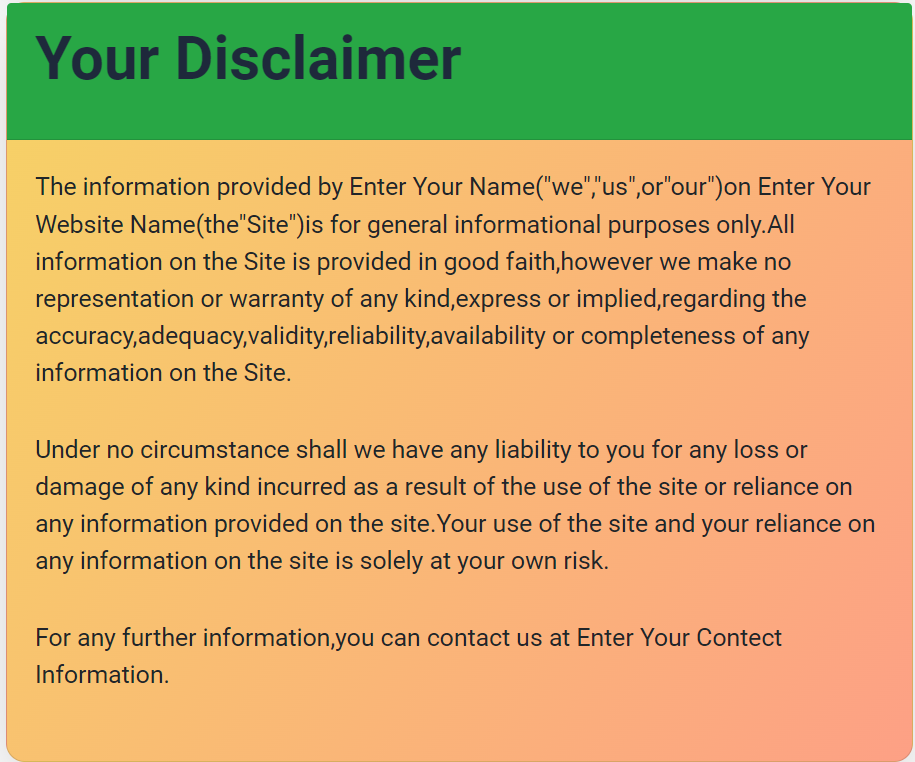 Free Disclaimer Generator