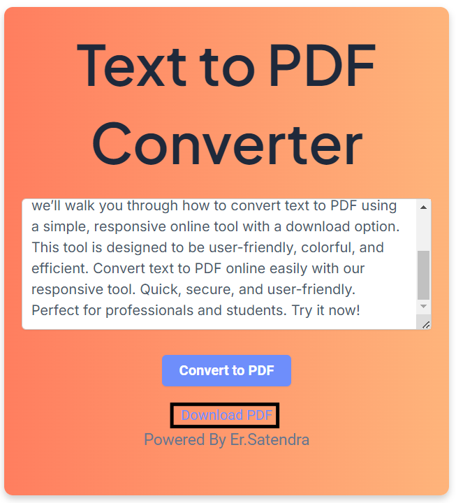 Free Text to PDF Converter